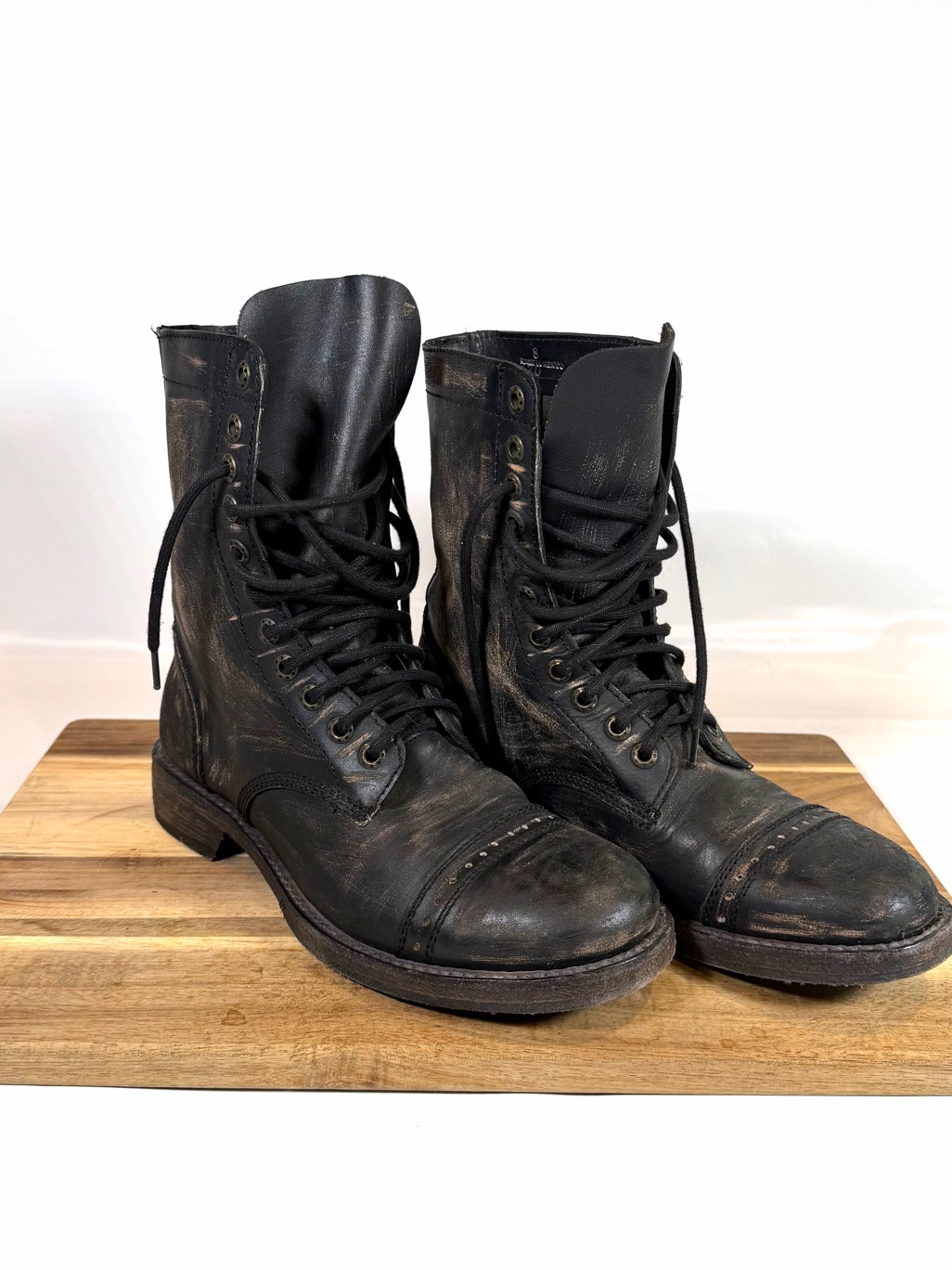 Bed Stu Declaration Cobbler Series Men’s Black Leather Hombre Combat Boots Sz 8